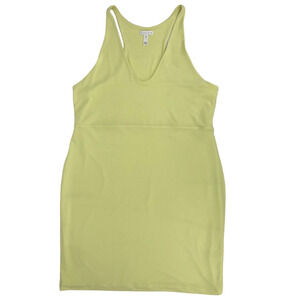 Leith Yellow Jersey Knit Bodycon Racerback Tank Dress Plus Size 1X